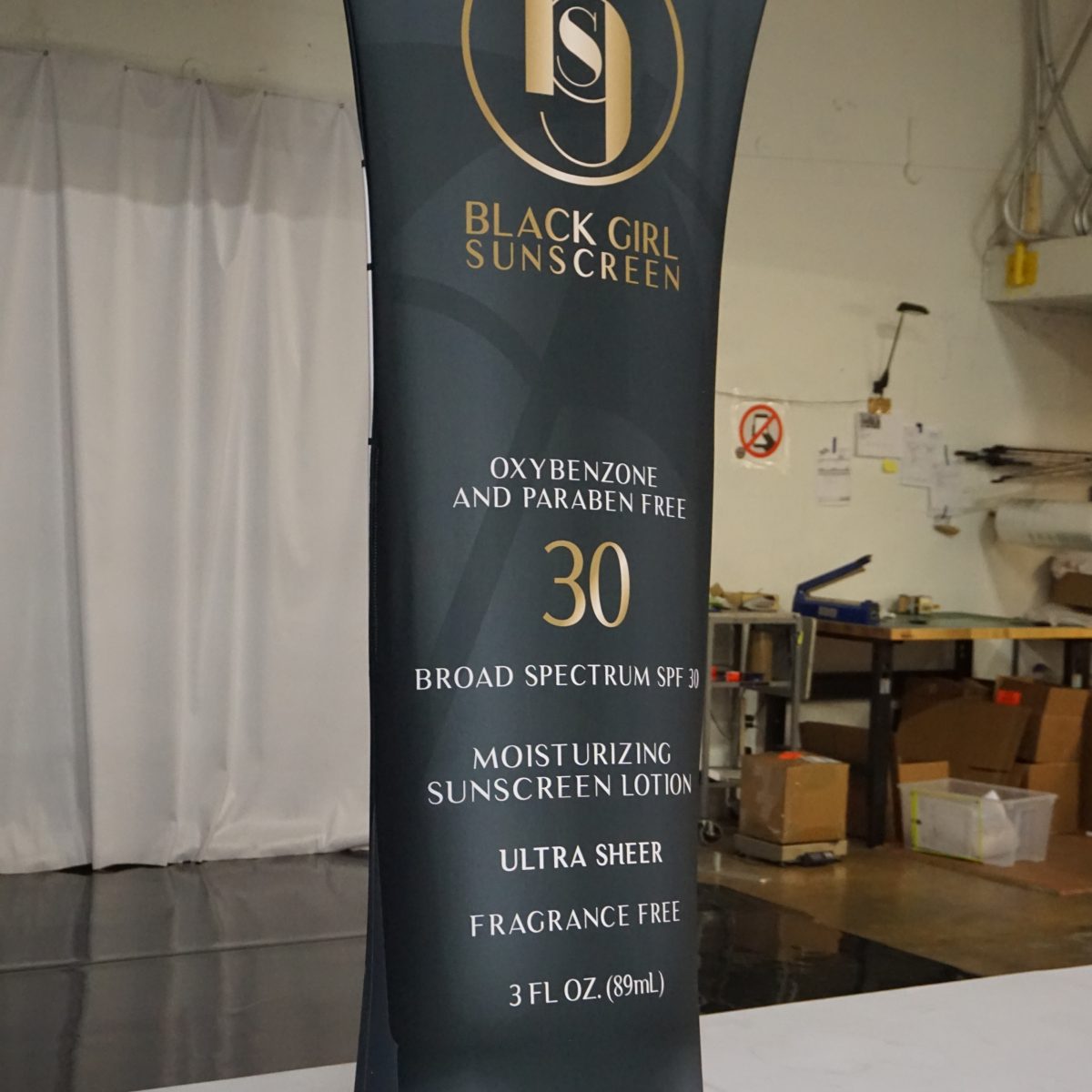 28) Black Girl Sunscreen Tension Fabric Banner Stand - 3